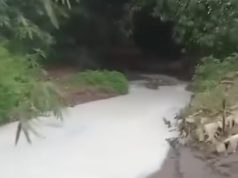 Air Sungai di Ciampel Karawang Diduga Tercemar Limbah Pabrik, DLH Turun Tangan Ambil Sampel Air sungai di ciampel karawang